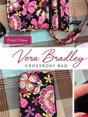 Vera Bradley Triple Zip Crossbody purse & Med make up bag in Pirouette Pink